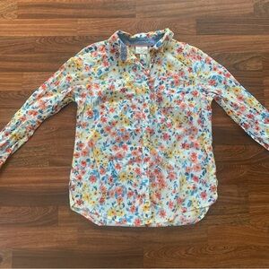 St John’s Bay Women’s Petite Small Floral Collar Button Down Dress Shirt Cotton